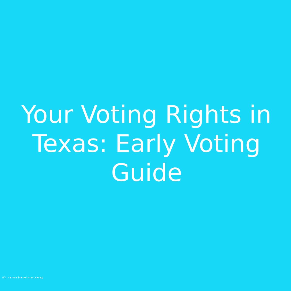 Your Voting Rights In Texas: Early Voting Guide 