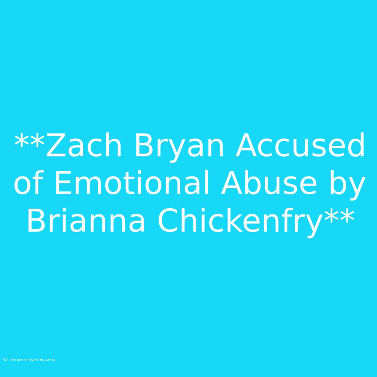 **Zach Bryan Accused Of Emotional Abuse By Brianna Chickenfry** 