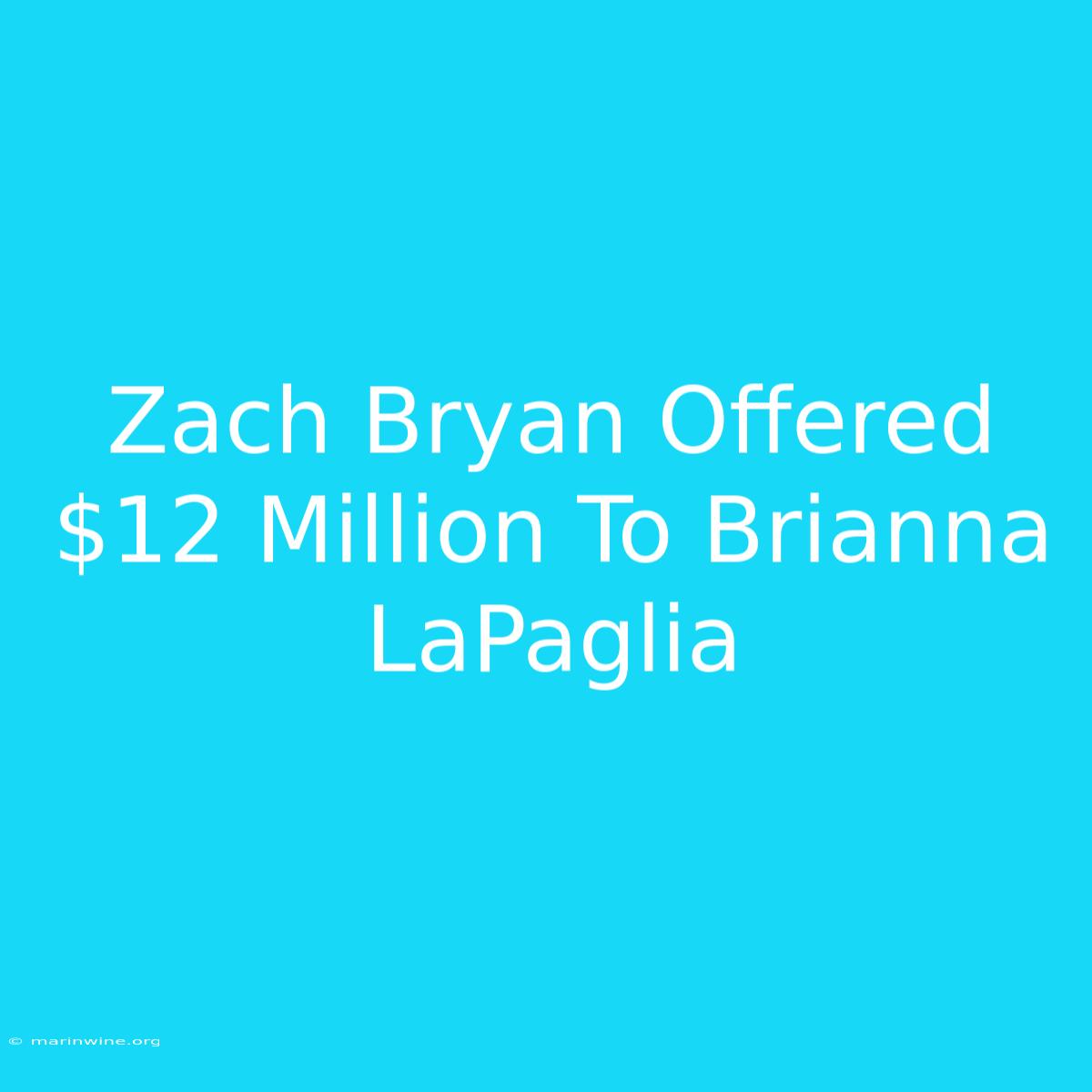 Zach Bryan Offered $12 Million To Brianna LaPaglia