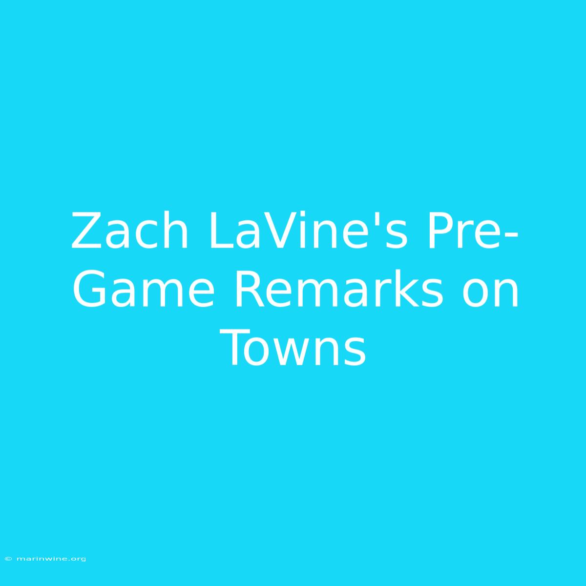 Zach LaVine's Pre-Game Remarks On Towns