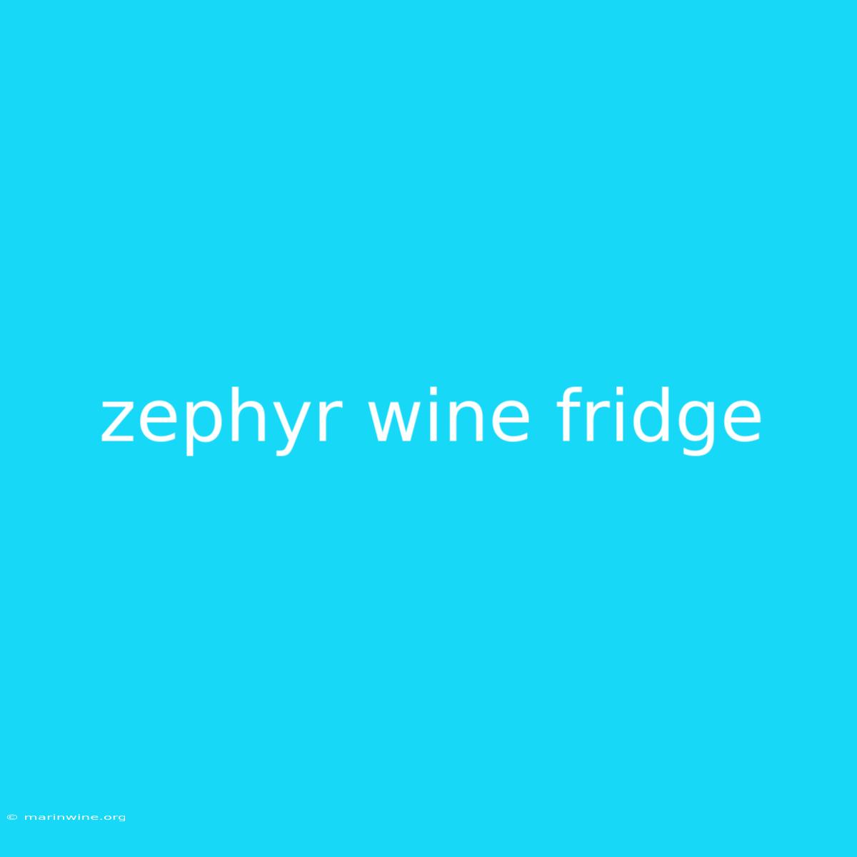 Zephyr Wine Fridge