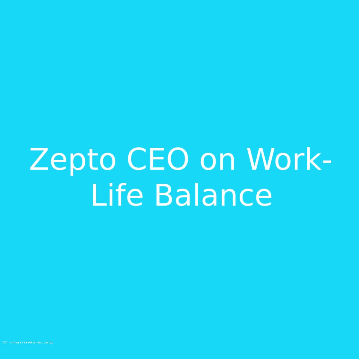 Zepto CEO On Work-Life Balance