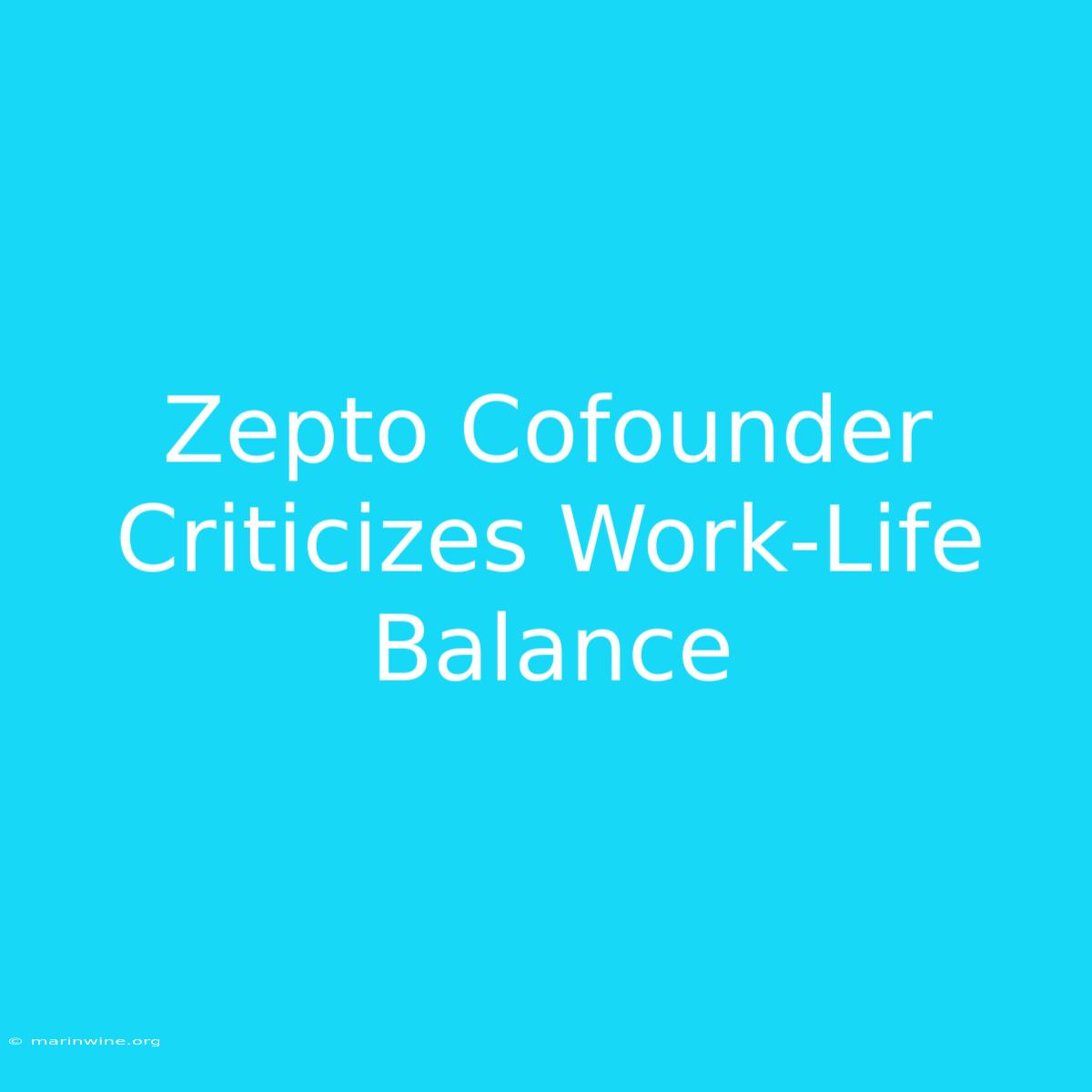 Zepto Cofounder Criticizes Work-Life Balance