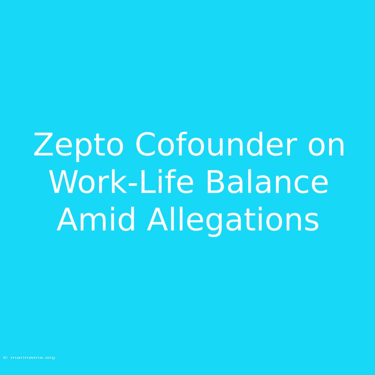 Zepto Cofounder On Work-Life Balance Amid Allegations