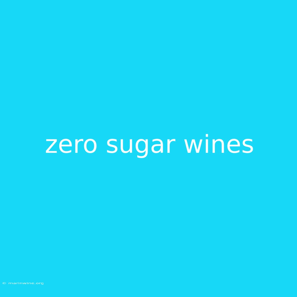 Zero Sugar Wines